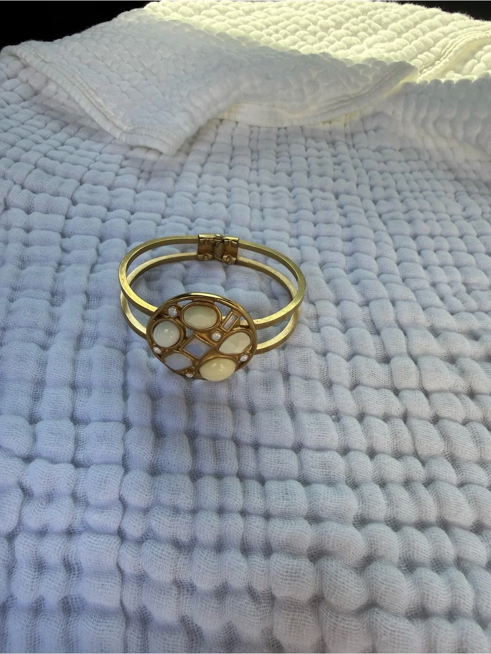 Tahari Gold-Tone Opal & Cream Stone Cuff Bracelet - Women Jewelry